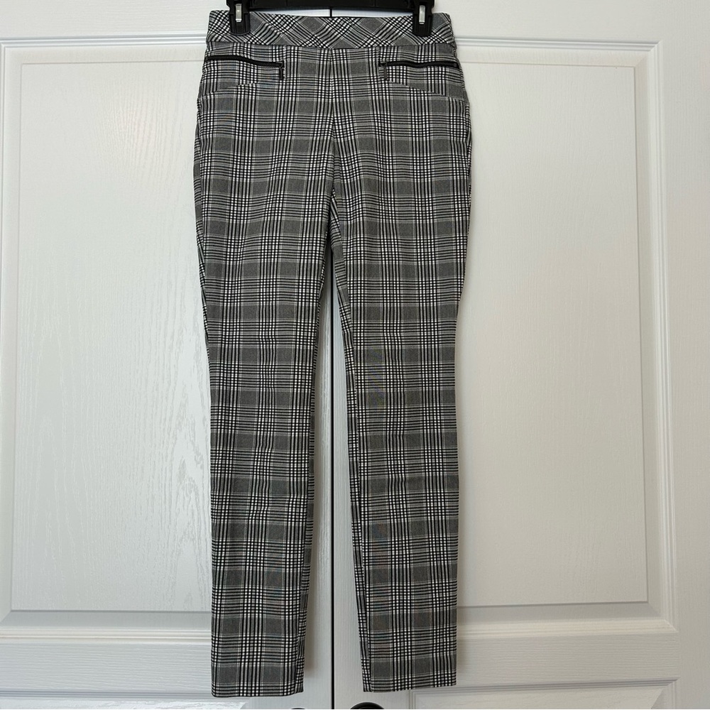 Hollywould Black White Plaid Houndstooth Check Pull-on Legging Dress Pants Sz S
